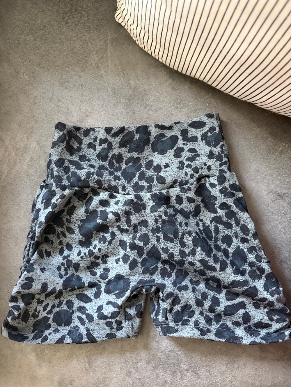 Bombshell Sportswear High-Waist Leopard Print Shorts - Gray & Black